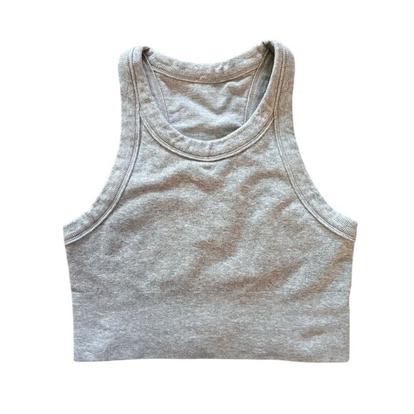 ALO Yoga Seamless Delight High Neck Bra in Athletic Heather Grey